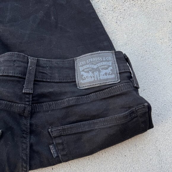 Levis 725 High Rise Bootcut Jeans Women 28 Black Stretch Denim Flare L32 - Picture 3 of 11